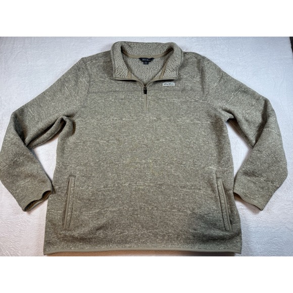 Eddie Bauer Other - Eddie Bauer Sweatshirt Mens XXL Beige Mock Neck 1/4 Zip Pullover Knit Pockets